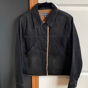 Democracy black denim jacket with sherpa lining